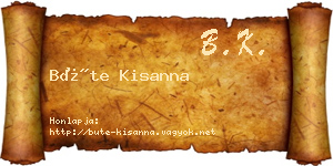 Büte Kisanna névjegykártya